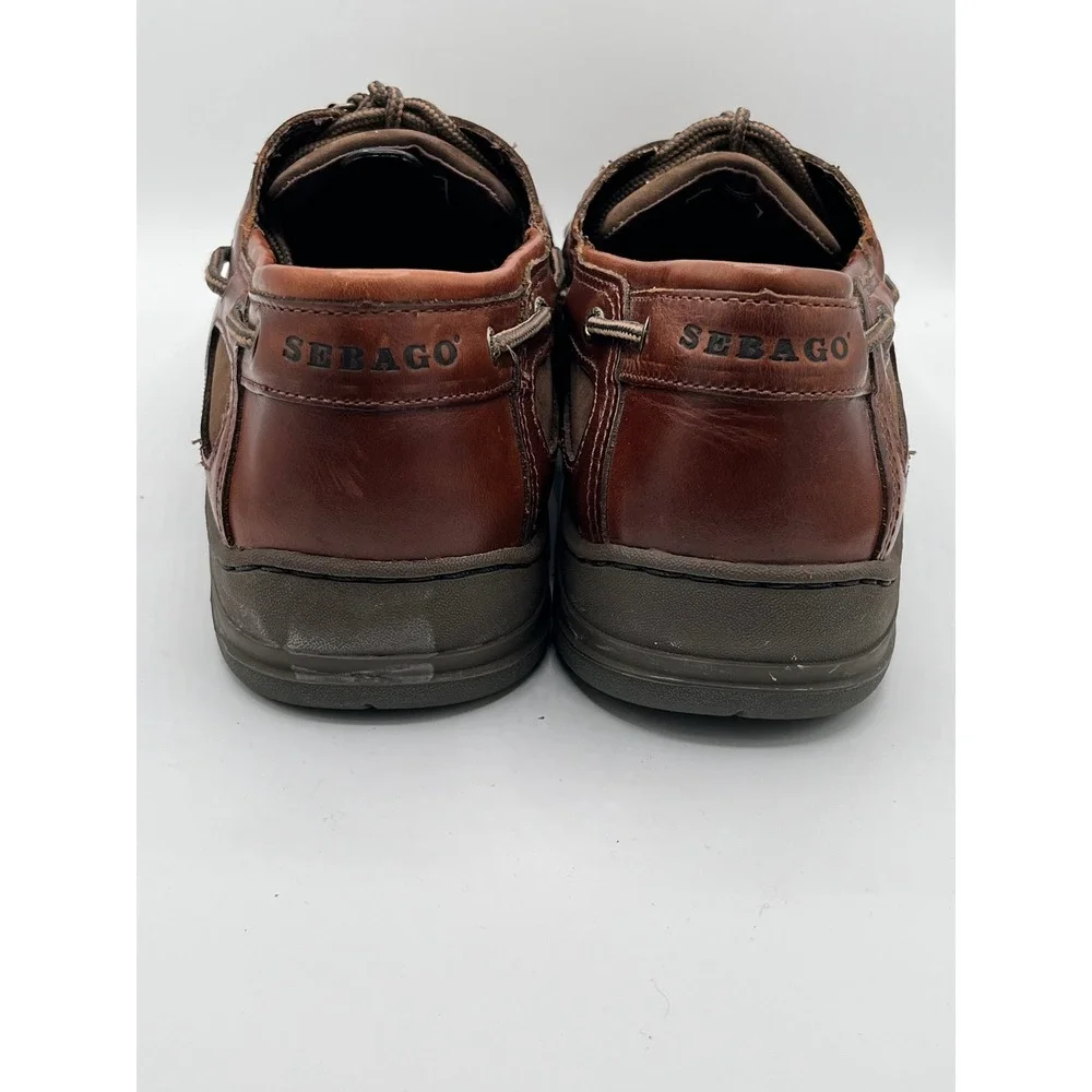 Sebago Men Brown Leather Boat Shoes B24343‎ Moc Toe Loafers Size 12M